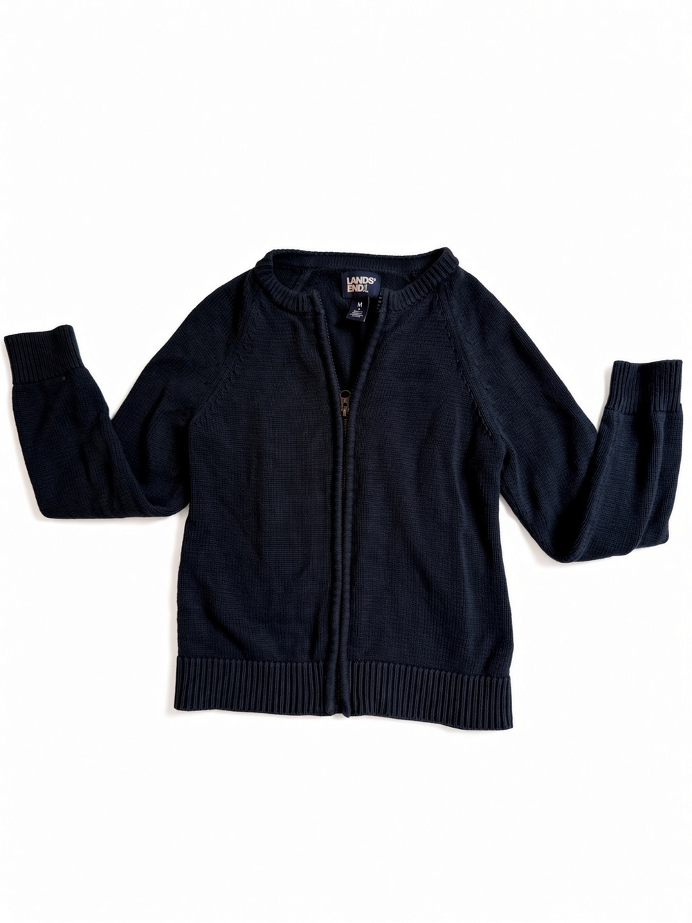 Lands' End Women's Navy Zip Cardigan